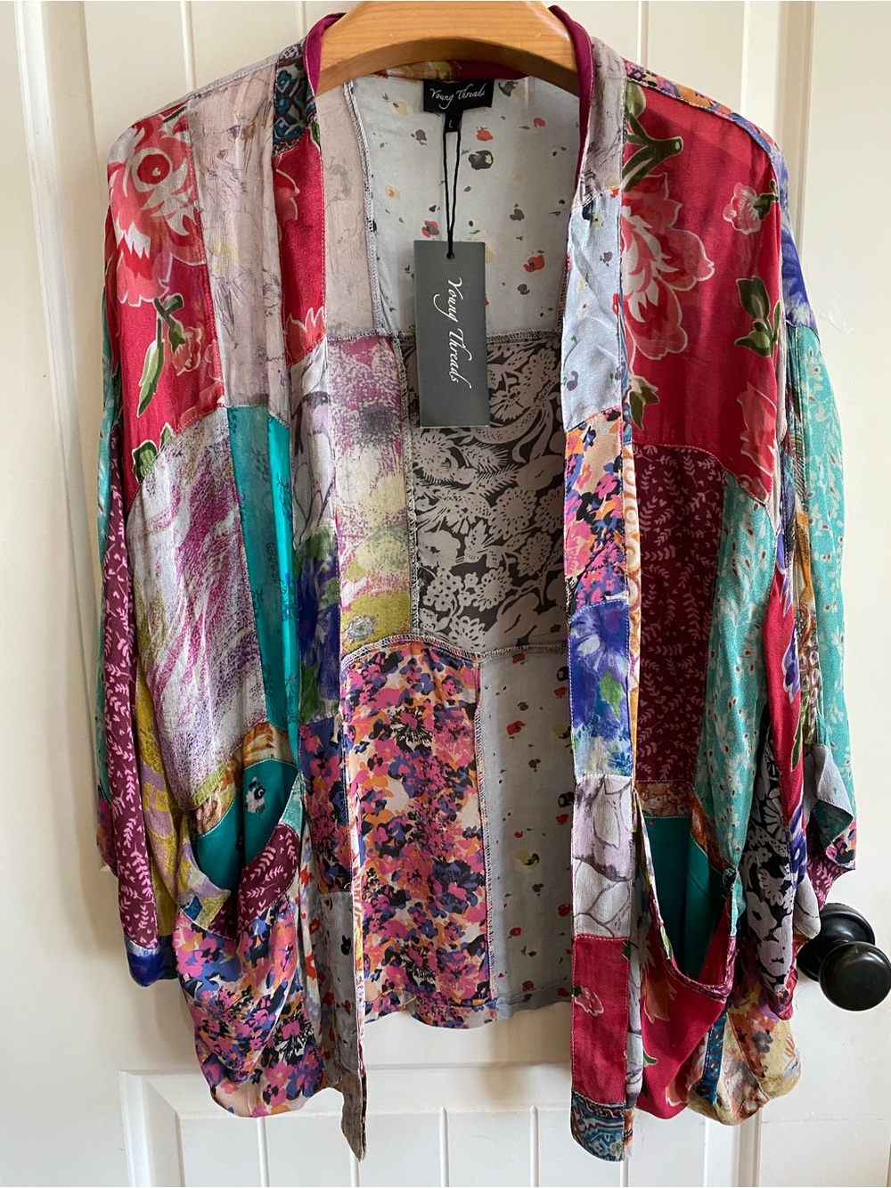 Young Threads Multicolor Patchwork Kimono Jacket